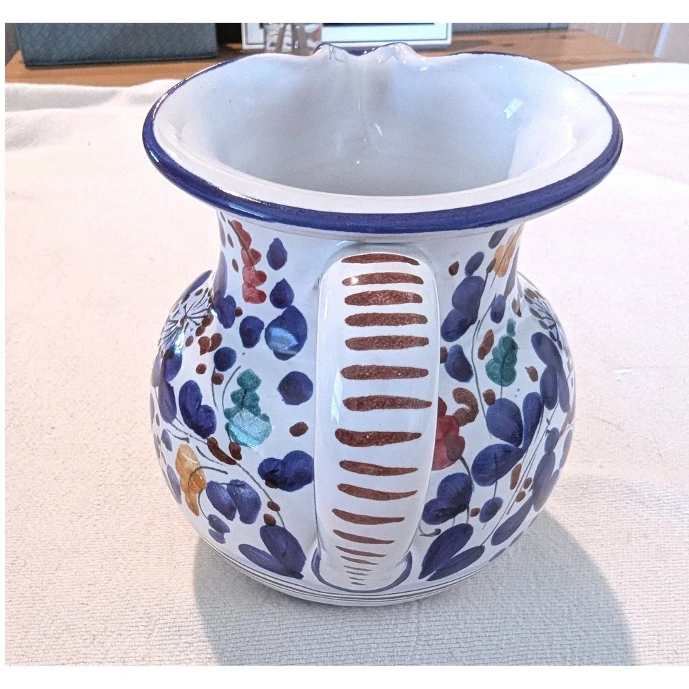 Deruta Italy Hand Painted Majolica Pitcher 6" Bird Floral Tuscan Dipinto a Mano - Picture 5 of 8